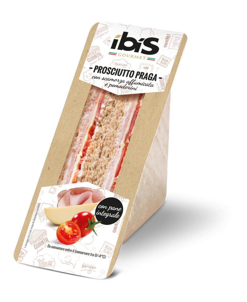 Tramezzini Ibis Gourmet Prosciutto Praga con scamorza affumicata e pomodorini 170 g