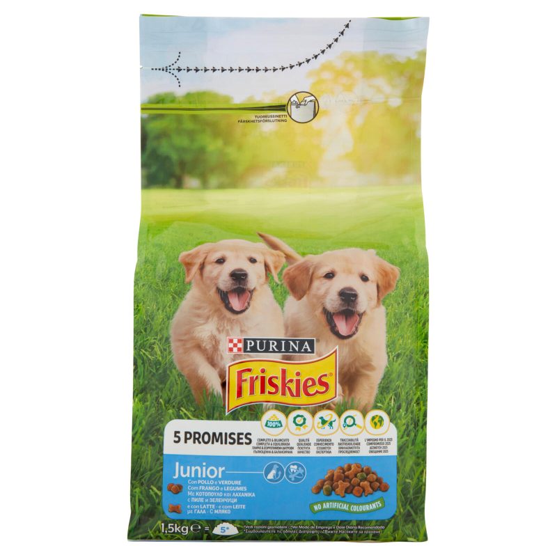 Purina Friskies Cane Junior Con Pollo e Verdure e con Latte 1,5 Kg