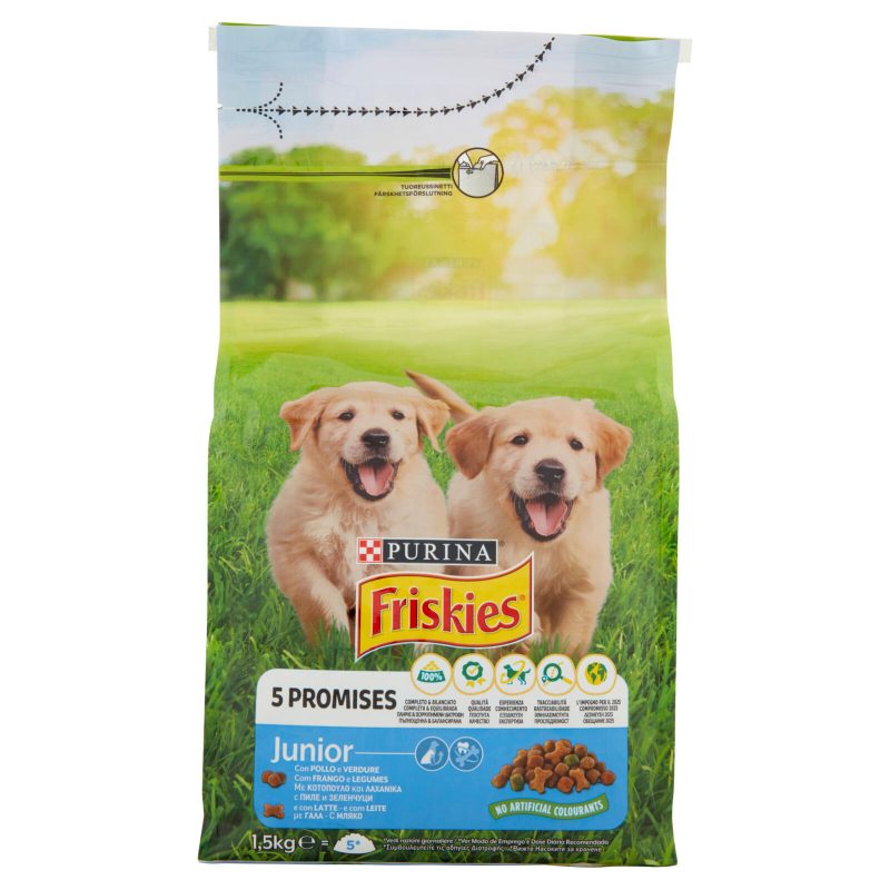 Purina Friskies Cane Junior Con Pollo e Verdure e con Latte 1,5 Kg