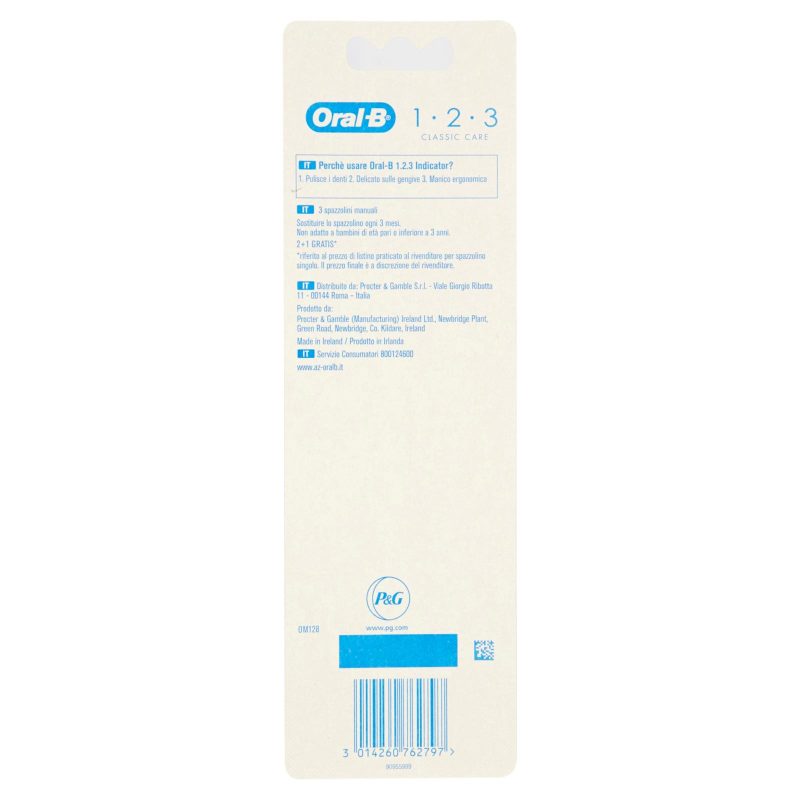 Oral-B Spazzolino Manuale 1 2 3 Classic Care 40 Medio 2+1 Gratis