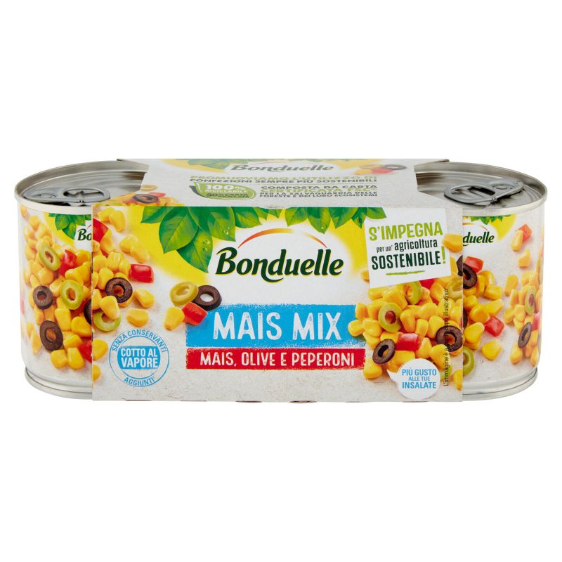 Bonduelle Mais Mix Mais, Olive e Peperoni 3 x 170 g