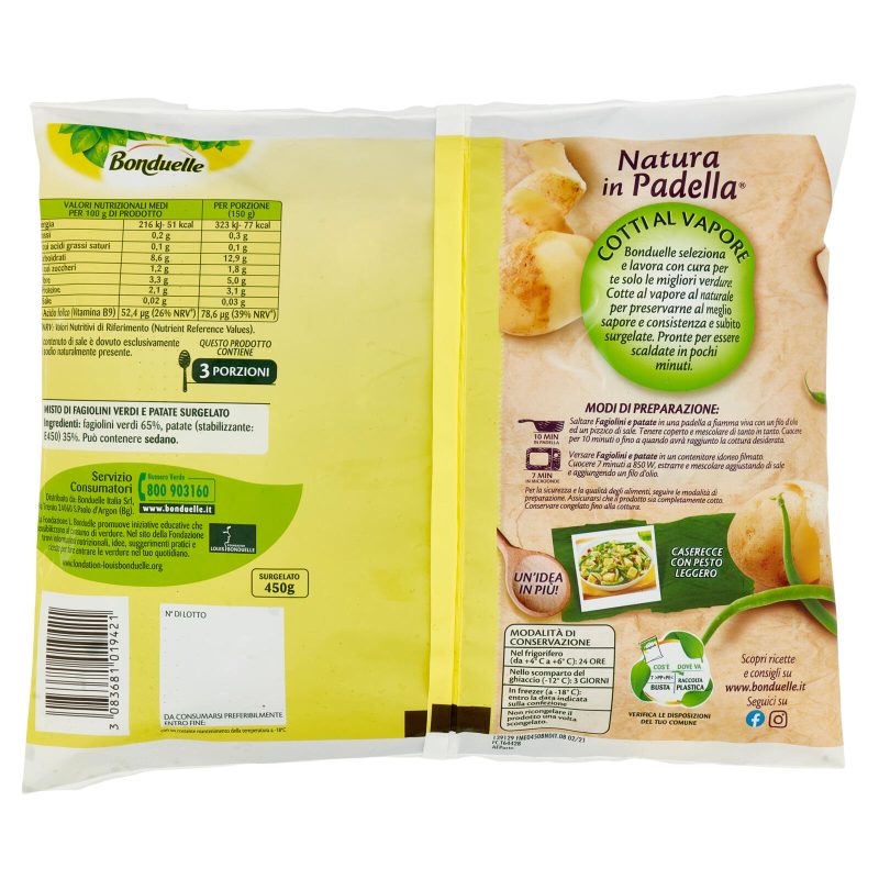 Bonduelle Natura in Padella Fagiolini e patate Surgelato 450 g