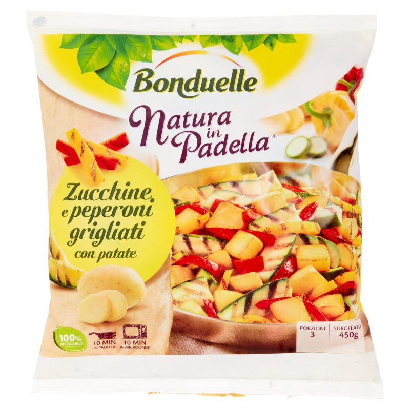 Bonduelle Natura in Padella Zucchine e peperoni grigliati con patate Surgelato 450 g