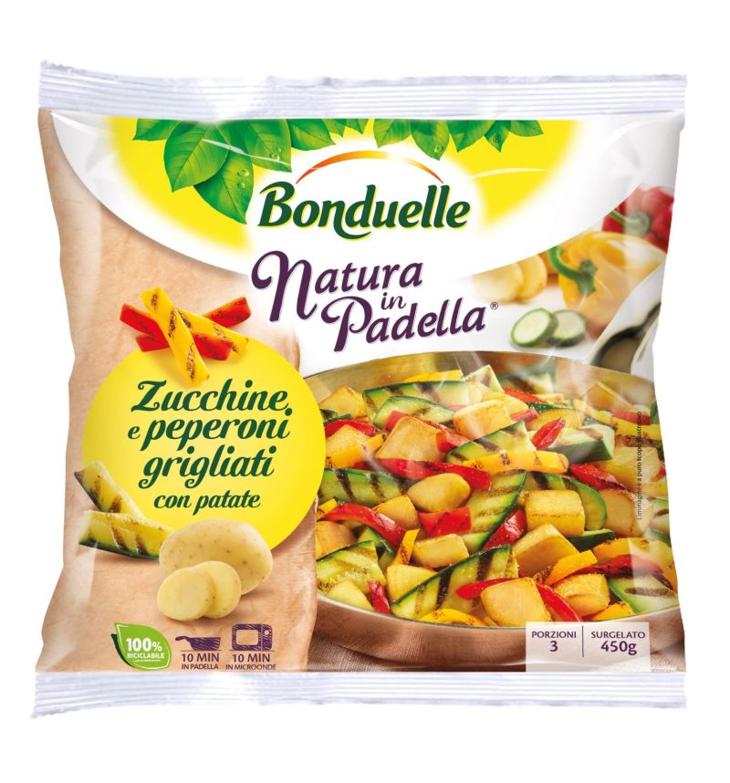 Bonduelle Natura in Padella Zucchine e peperoni grigliati con patate Surgelato 450 g