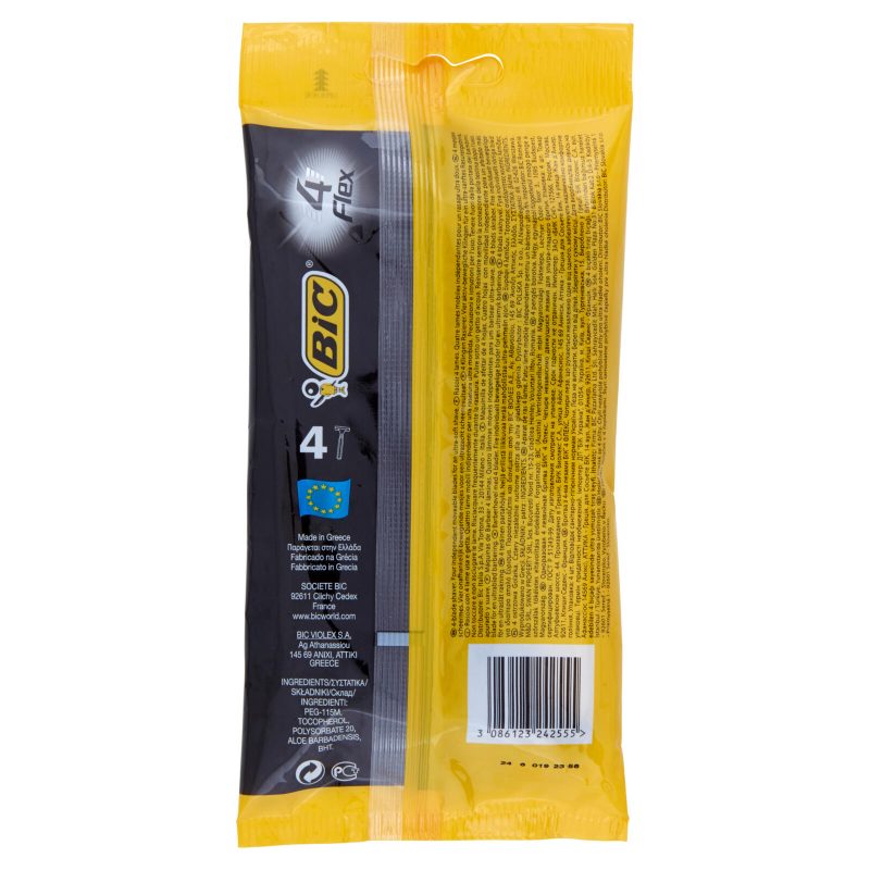 Bic 4 Flex Rasoi Uomo Usa e Getta, 4 pezzi