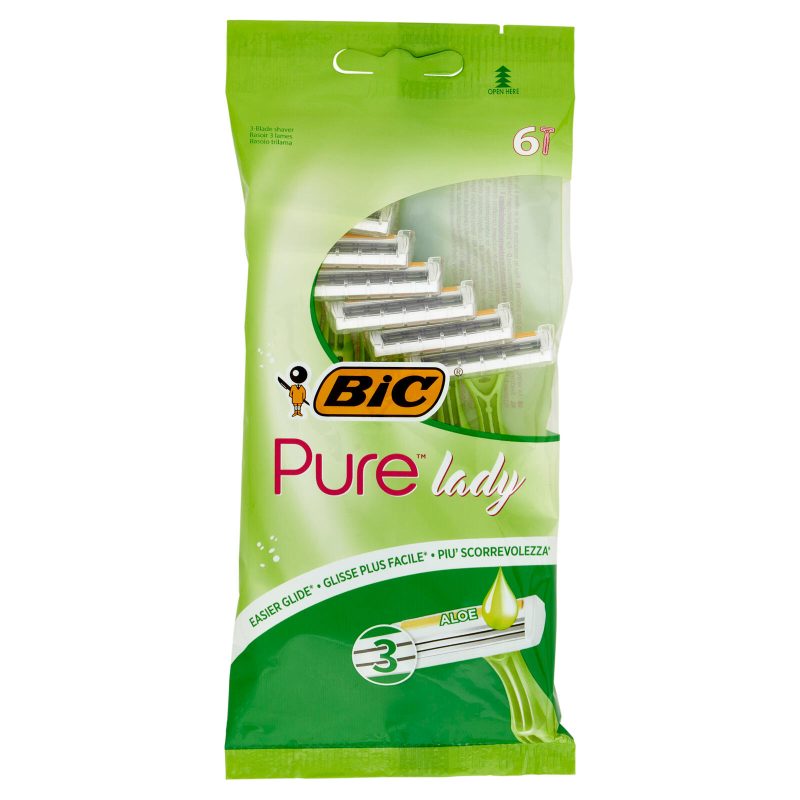 Bic Pure Lady Rasoi 3 Lame Usa e Getta da Donna, 6 pezzi