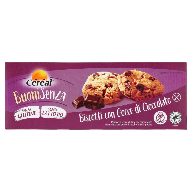 Céréal Buoni Senza Biscotti con Gocce di Cioccolato, Senza Glutine, Senza Lattosio - 3 x 50 g