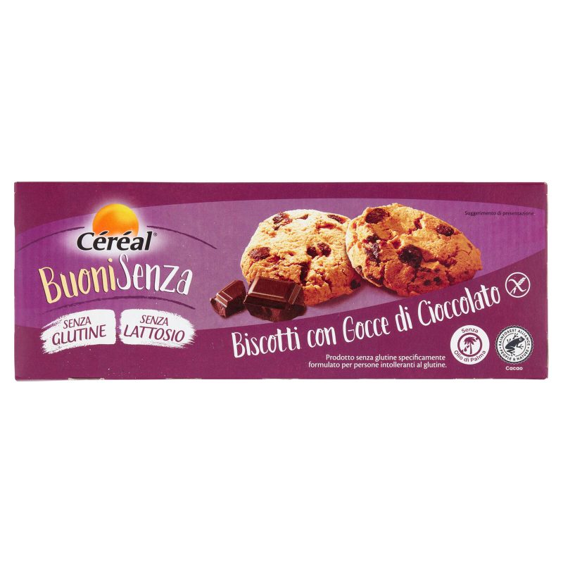 Céréal Buoni Senza Biscotti con Gocce di Cioccolato, Senza Glutine, Senza Lattosio - 3 x 50 g