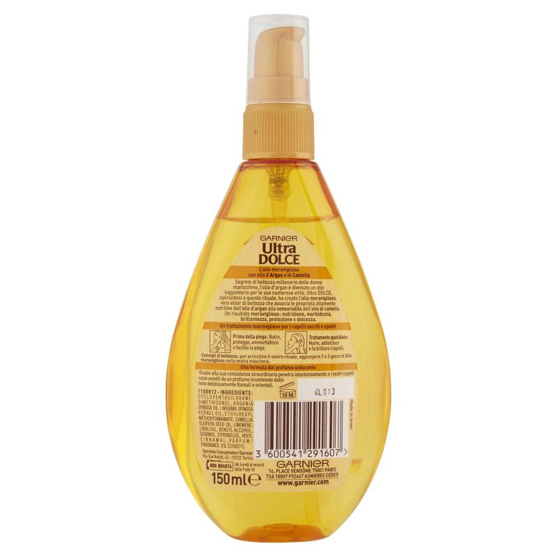 Garnier Ultra Dolce L'olio meraviglioso olio d'Argan e di camelia capelli secchi, spenti 150 ml