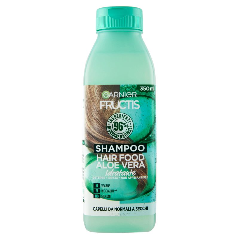 Garnier Fructis Hair Food, Shampoo idratante all'aloe per capelli disidratati 350 ml