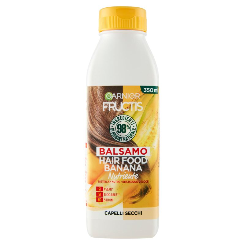 Garnier Balsamo Nutriente Fructis Hair Food, Balsamo alla banana per capelli secchi 350 ml