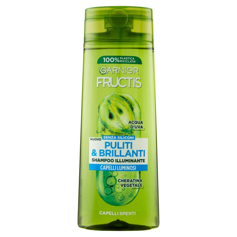 Garnier Fructis Shampoo Puliti & Brillanti, shampoo illuminante per capelli spenti 250 ml