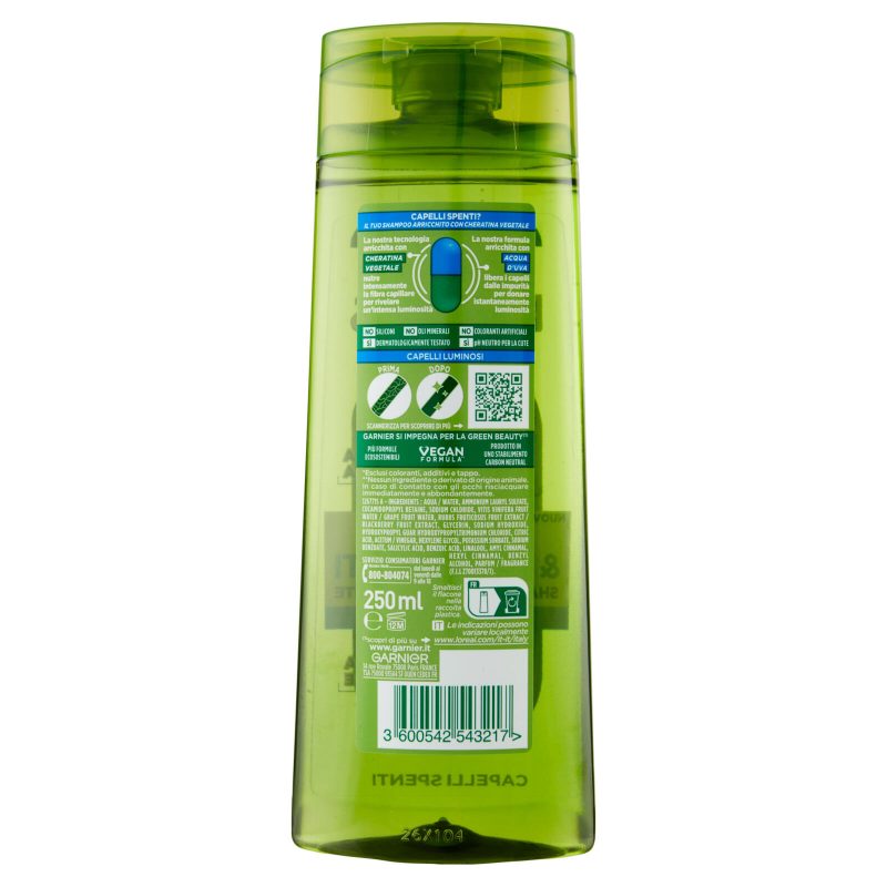 Garnier Fructis Shampoo Puliti & Brillanti, shampoo illuminante per capelli spenti 250 ml