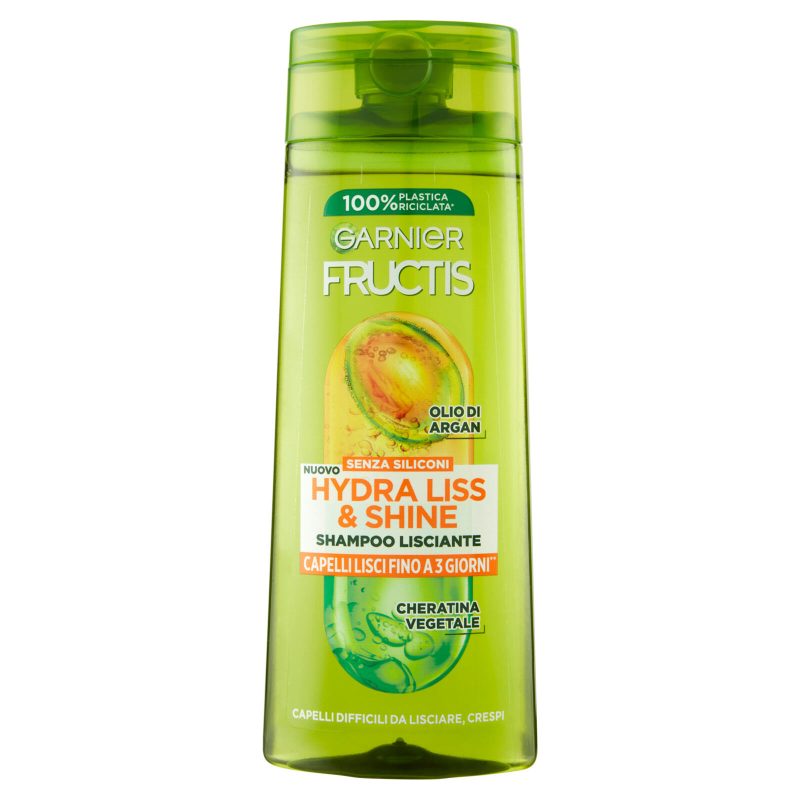 Garnier Fructis Shampoo Hydra Liss & Shine, shampoo lisciante 250 ml