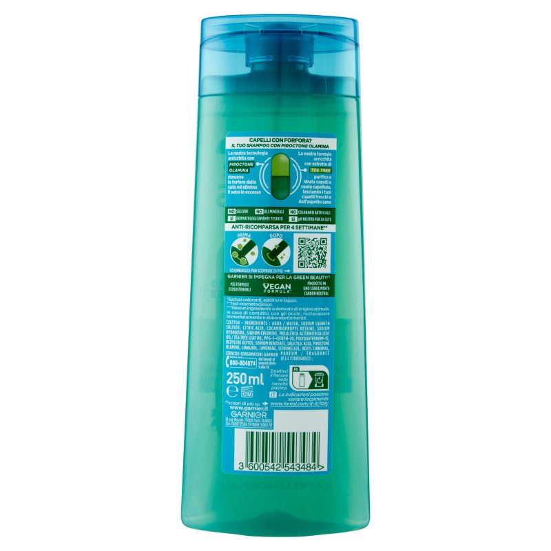 Garnier Fructis Shampoo Antiforfora reoxygen, per capelli normali 250 ml