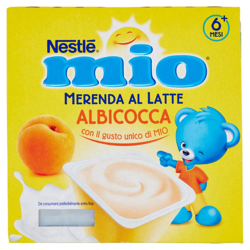 NESTLÉ MIO Merenda al Latte Albicocca da 6 mesi 4 vasetti da 100 g