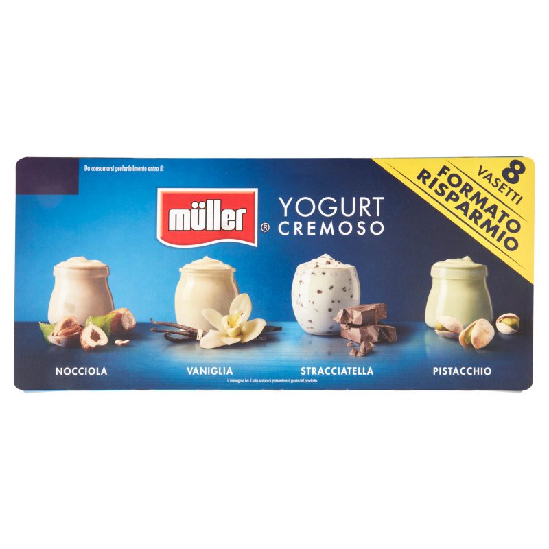 müller Yogurt Cremoso Nocciola, Vaniglia, Stracciatella, Pistacchio 8x125 g