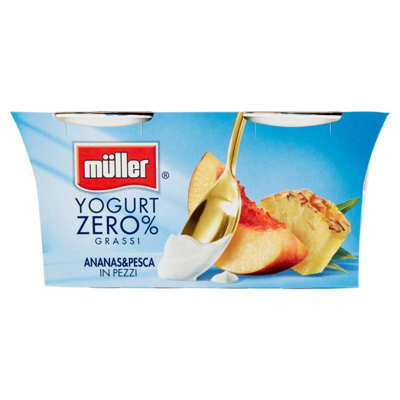 müller Yogurt Zero% Grassi Ananas&Pesca in Pezzi 2x125 g