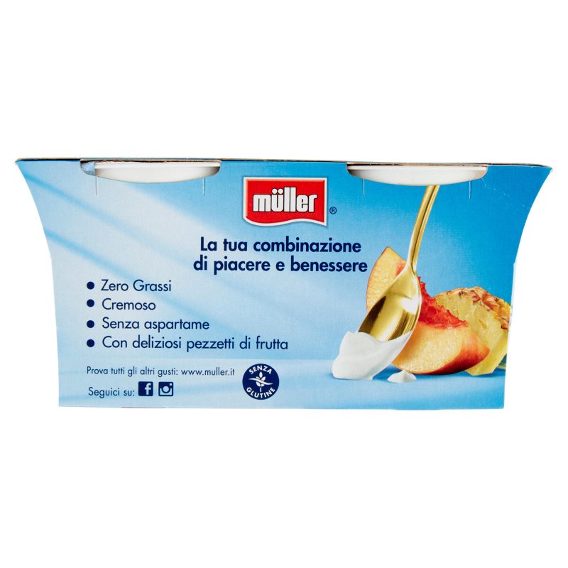 müller Yogurt Zero% Grassi Ananas&Pesca in Pezzi 2x125 g