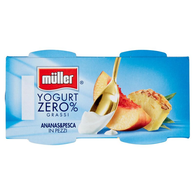 müller Yogurt Zero% Grassi Ananas&Pesca in Pezzi 2x125 g