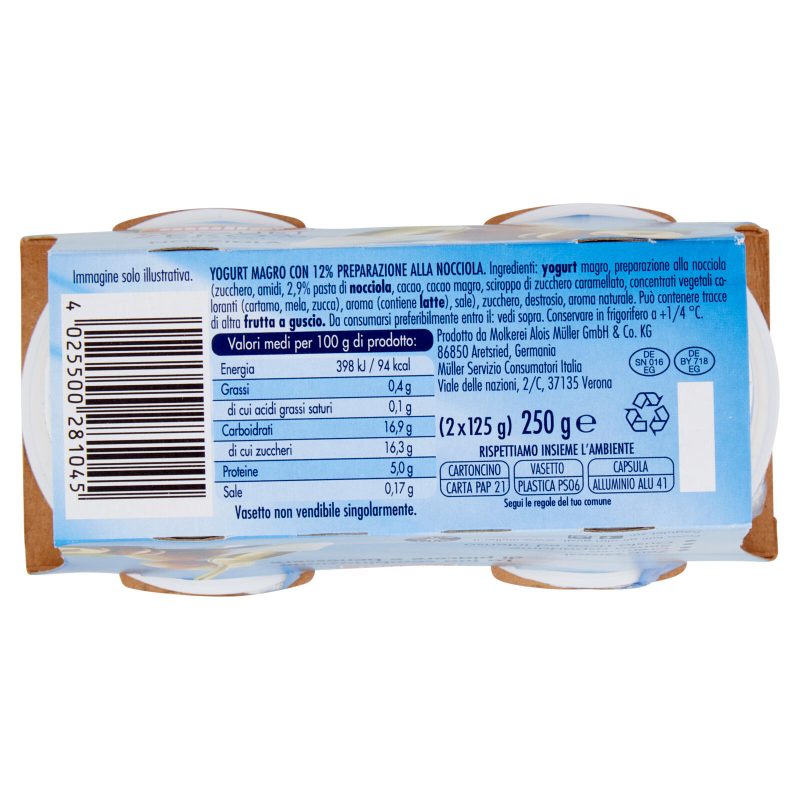 müller Yogurt Zero% Grassi Nocciola 2x125 g