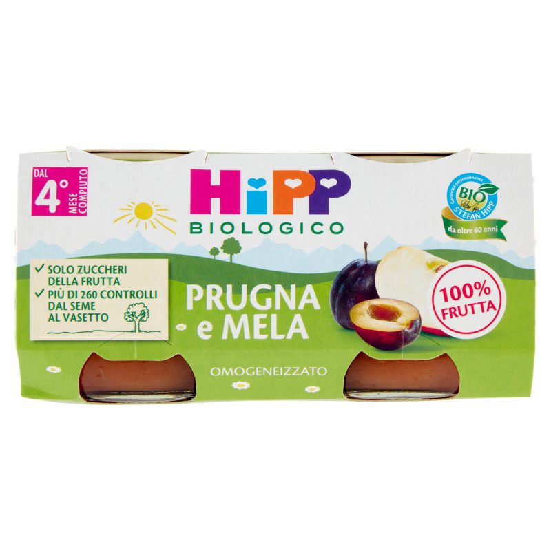 HiPP Biologico Prugna e Mela Omogeneizzato 2 x 80 g