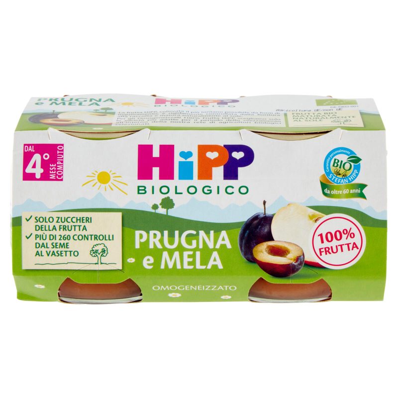 HiPP Biologico Prugna e Mela Omogeneizzato 2 x 80 g