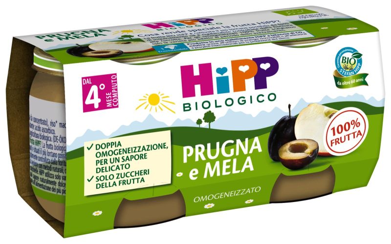 HiPP Biologico Prugna e Mela Omogeneizzato 2 x 80 g