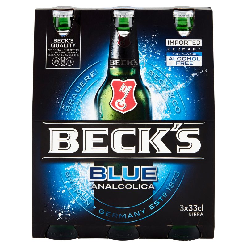 BECK'S BLUE Birra pilsner tedesca analcolica bottiglia 3x33cl