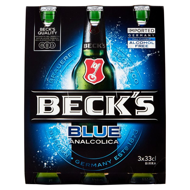 BECK'S BLUE Birra pilsner tedesca analcolica bottiglia 3x33cl