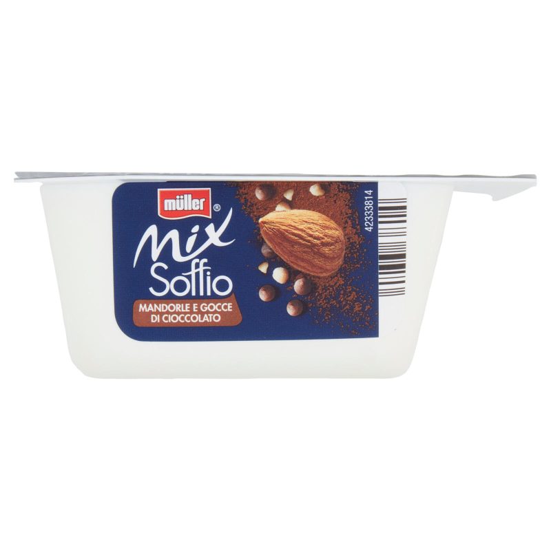 müller Mix Soffio Mousse di Bianco più Mandorle e Gocce di Cioccolato 120 g