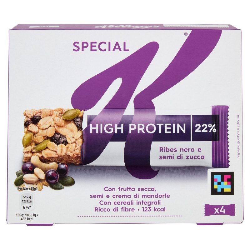 Kellogg's Special K High Protein 22% Ribes nero e semi di zucca 4 x 28 g