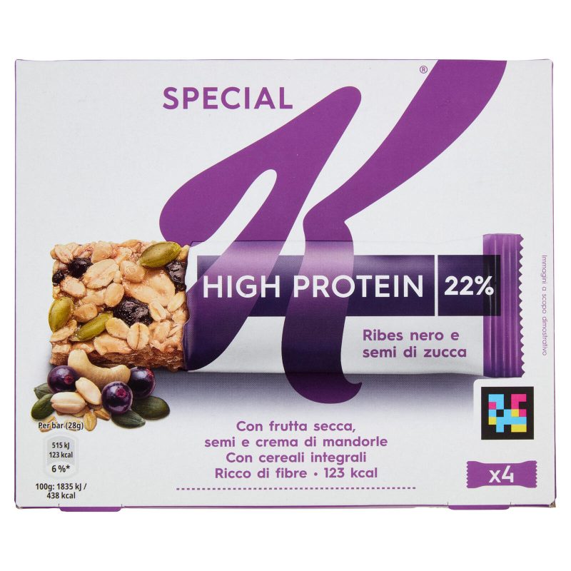 Kellogg's Special K High Protein 22% Ribes nero e semi di zucca 4 x 28 g