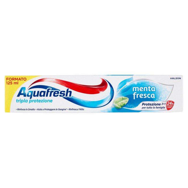 Aquafresh Dentifricio Tripla Protezione Smalto Forte, Gengive Sane Gusto Menta Fresca 125 ml