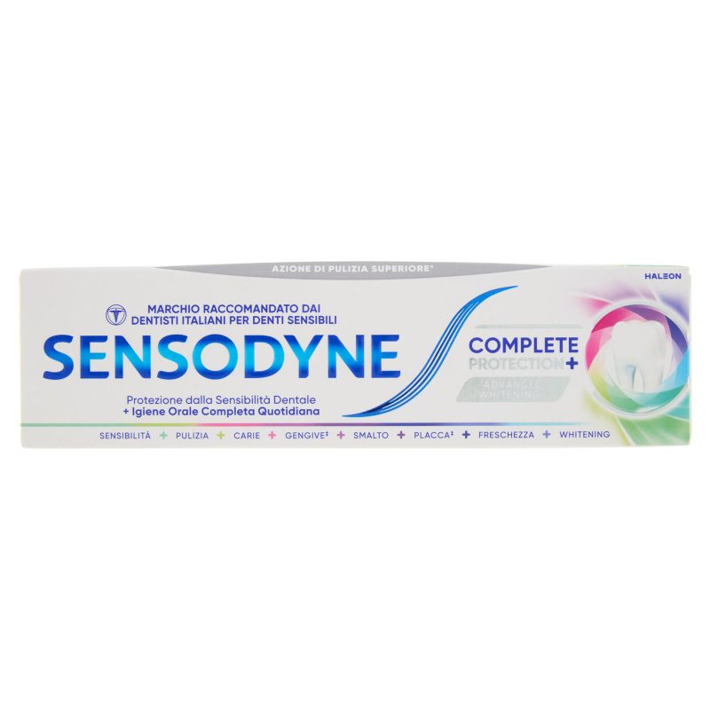 Sensodyne Complete Protection+ Whitening, Dentifricio Denti Sensibili, Igiene orale completa 75 ml