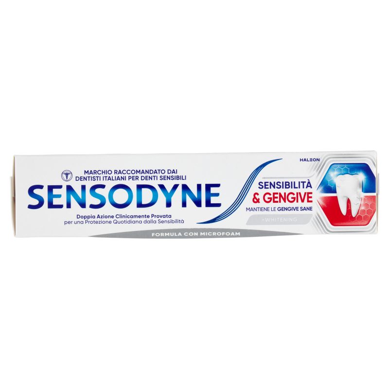 Sensodyne Sensibilità & Gengive Whitening, Dentifricio per Denti sensibili e Fastidi Gengivali 75 ml