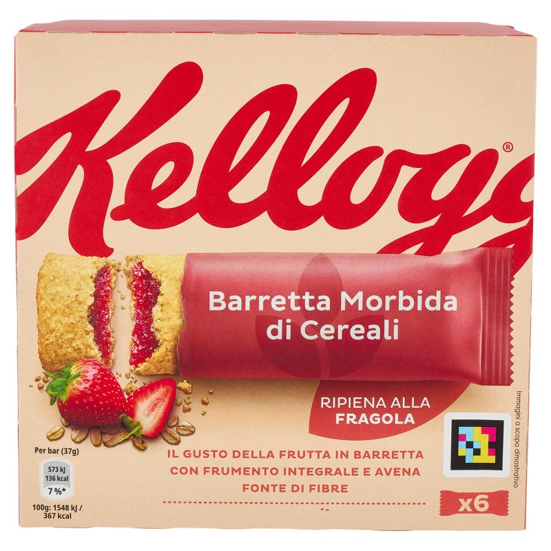 Kellogg's Barretta Morbida di Cereali Ripiena alla Fragola 6 x 37 g