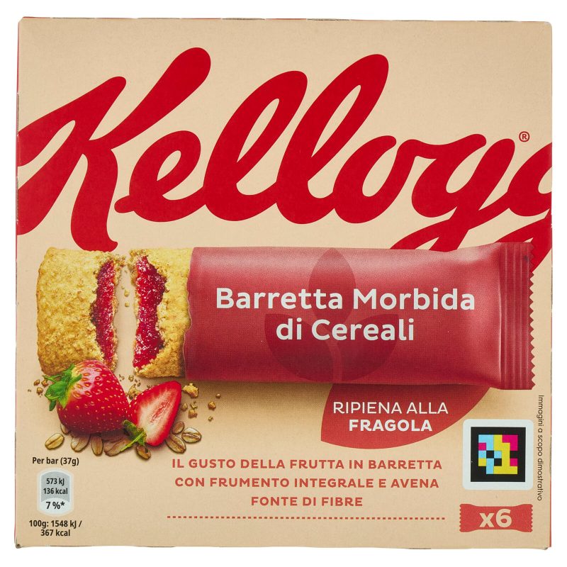 Kellogg's Barretta Morbida di Cereali Ripiena alla Fragola 6 x 37 g