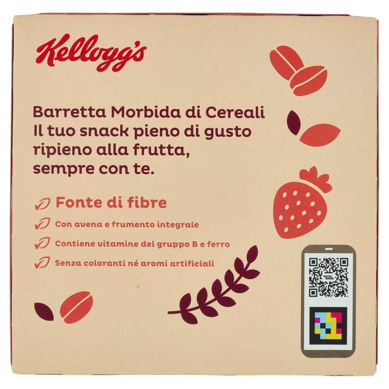 Kellogg's Barretta Morbida di Cereali Ripiena alla Fragola 6 x 37 g