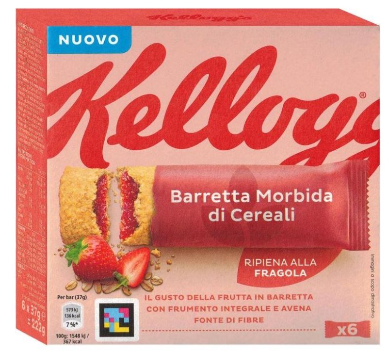 Kellogg's Barretta Morbida di Cereali Ripiena alla Fragola 6 x 37 g