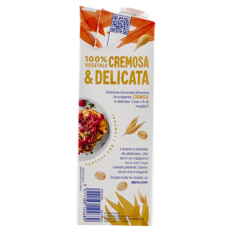 ALPRO Senza Zuccheri Bevanda Vegetale all'Avena, Senza Lattosio, Ricca di Fibre, 1l