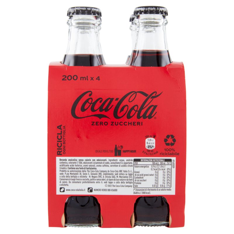 COCA-COLA Zero Zuccheri Vap 4 x 200 ml