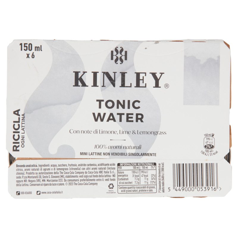 KINLEY Tonic Water Mini Can x6 - 900 ml