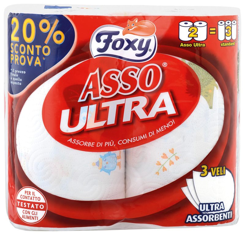 Foxy Asso Ultra  Asciugatutto  decorato 2 maxi rotoli