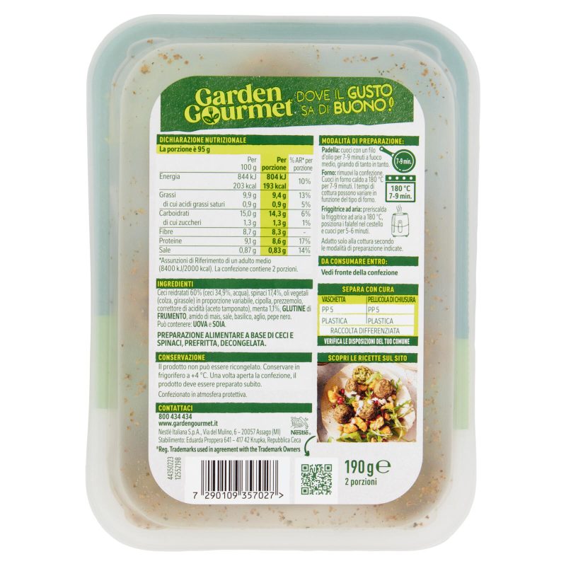 Falafel Vegano di Ceci e Spinaci Garden Gourmet
190 g