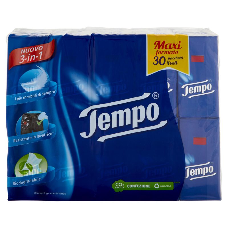 Tempo Classic Fazzoletti 4 veli Maxi Formato 30 pz