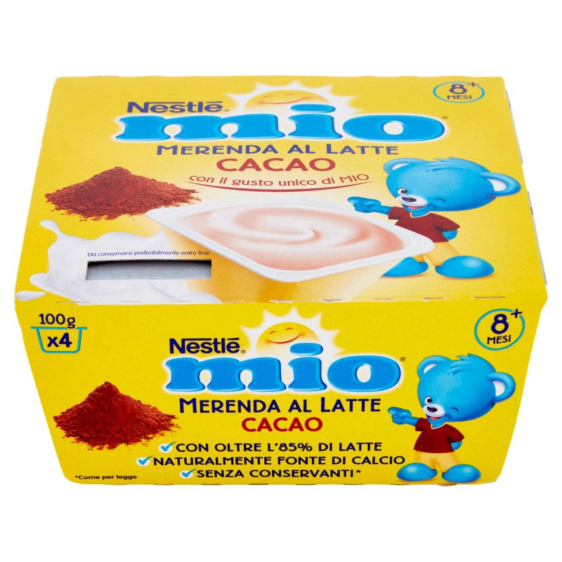 NESTLÉ MIO Merenda al Latte Cacao da 8 mesi 4 vasetti da 100 g