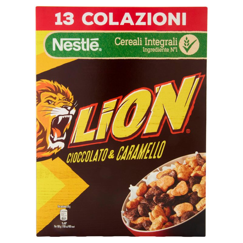 LION Cereali Integrali con Cioccolato e Caramello 
400 g