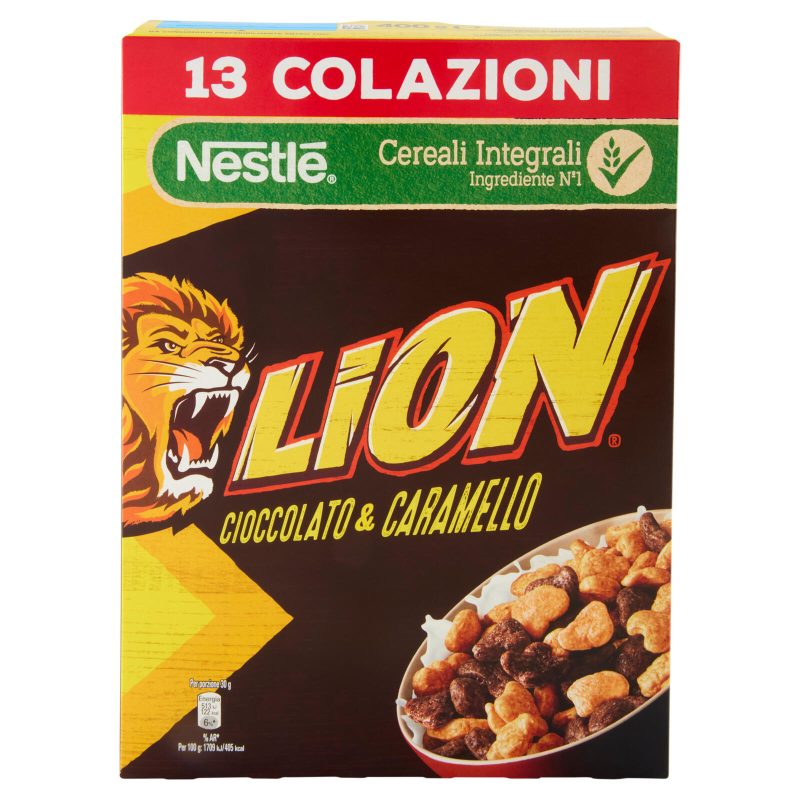 LION Cereali Integrali con Cioccolato e Caramello 
400 g