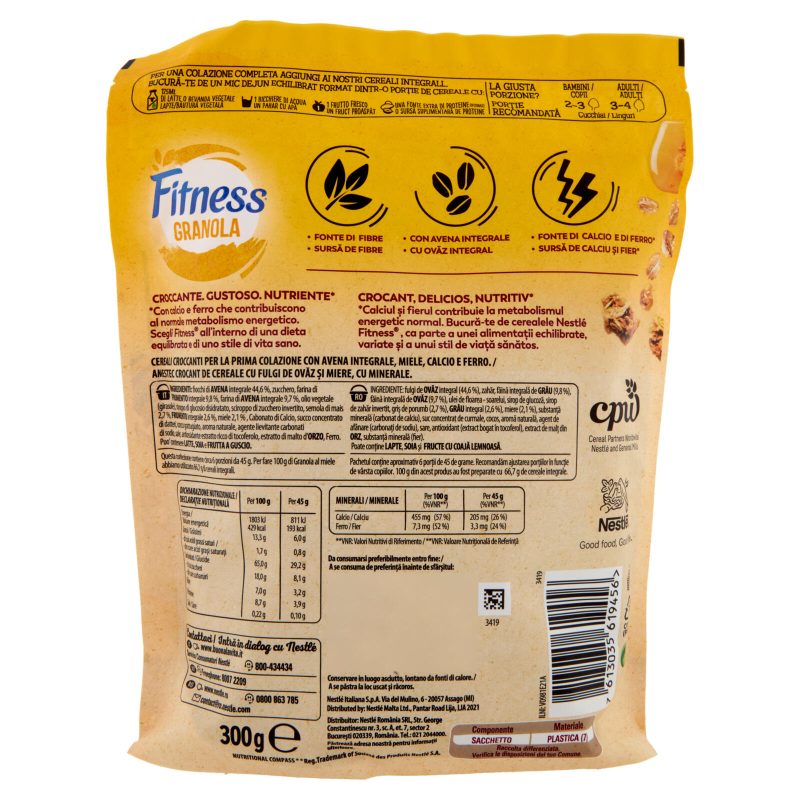 FITNESS Granola Miele con Avena e Cereali Integrali 300g